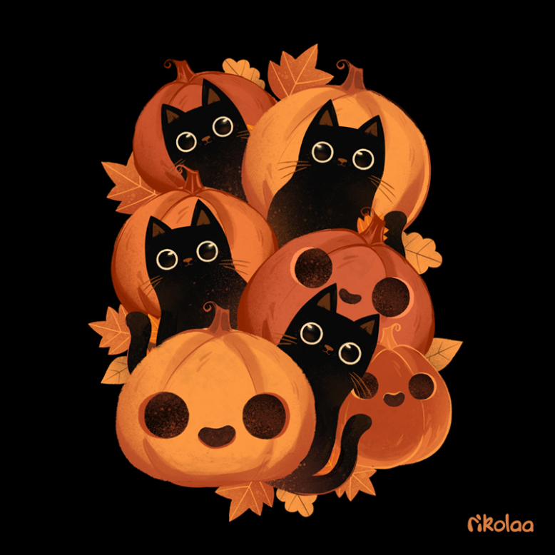 Pumpkins and Black cats