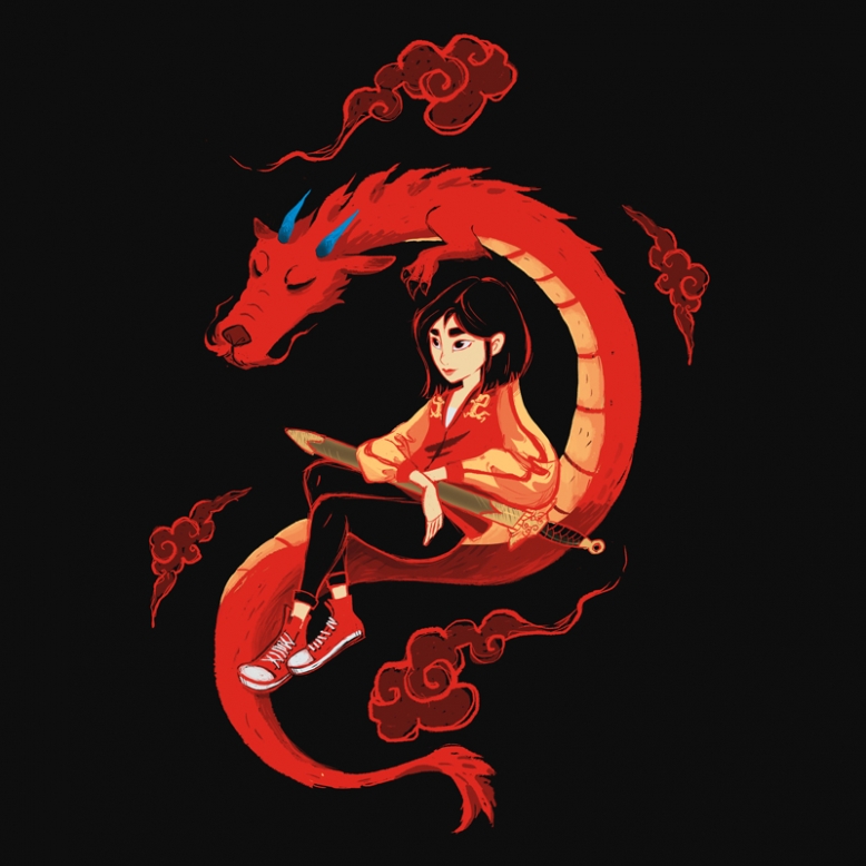 The girl with the dragon