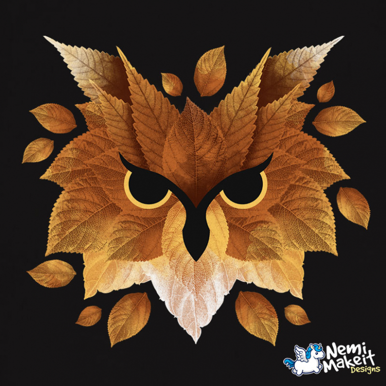 Owl of leaves