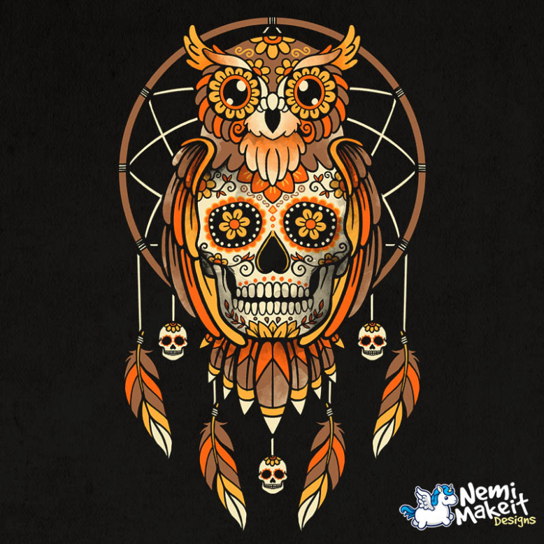 Calavera owl dreamcatcher