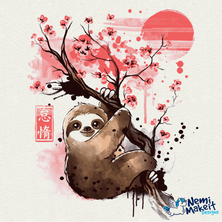 Sakura sloth red sun