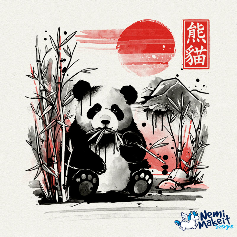 Panda red sun