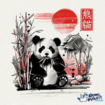 Panda red sun