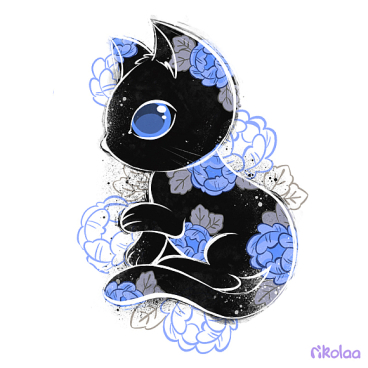 Ink Flower Cat