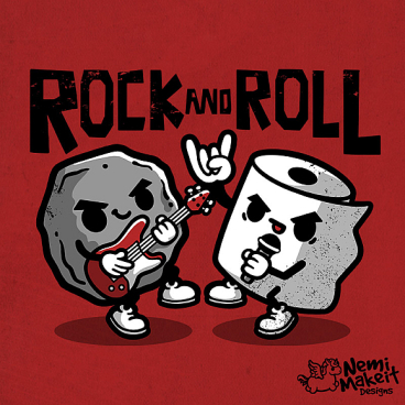 Rock and toilet roll