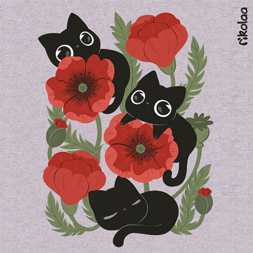 Poppies and black cats