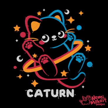 Caturn embroidery patch