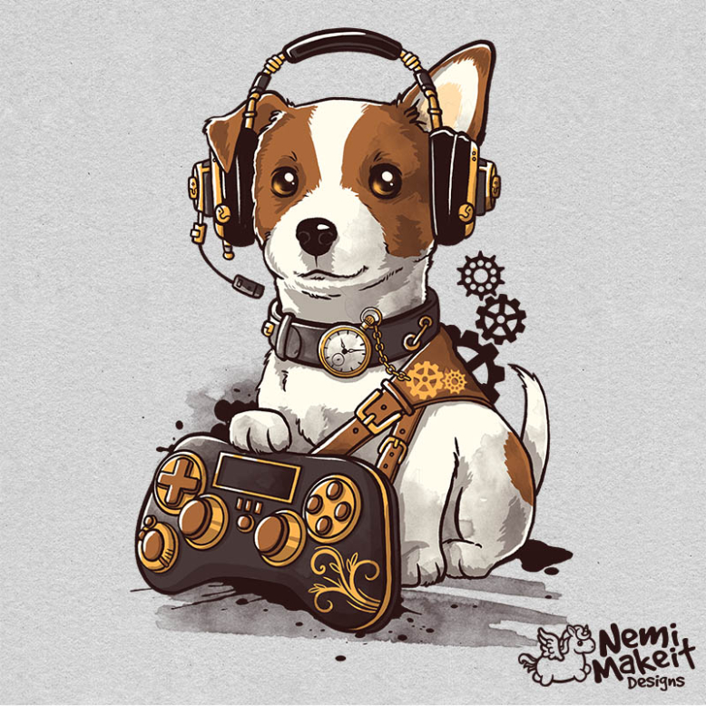 Steampunk gamer dog