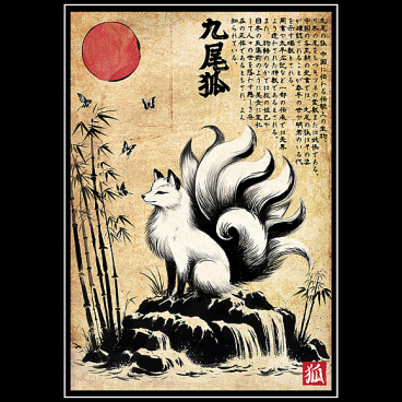 Kitsune woodblock