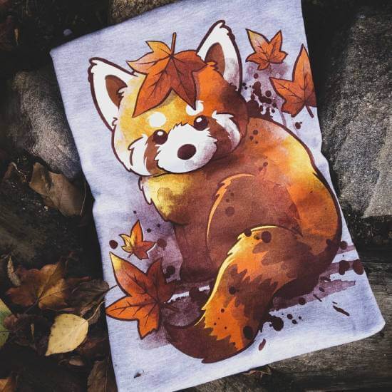 Red panda red leaves