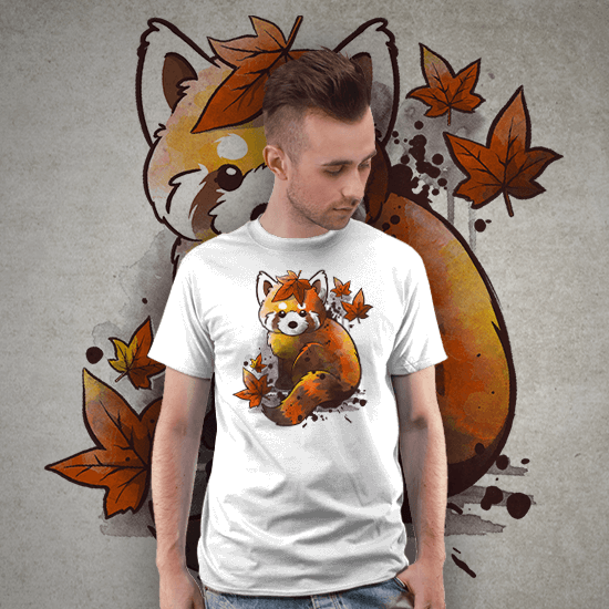 Red panda red leaves