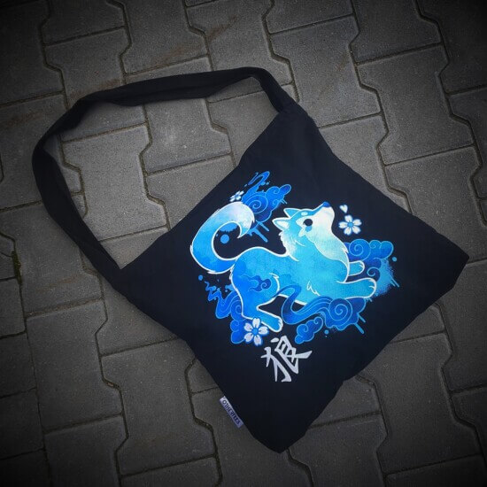 Torba z Uroczym wilczkiem w pięknych odcieniach w stylu kawaii