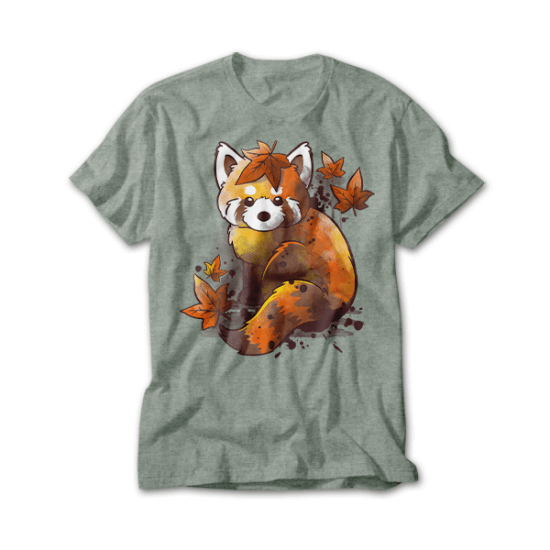 Red panda red leaves