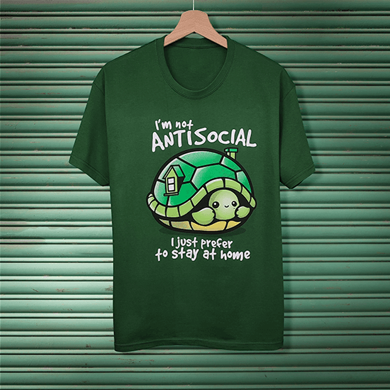 A funny t-shirt with a pet turtle.