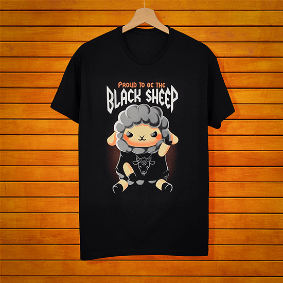 A funny t-shirt with a proud black sheep!