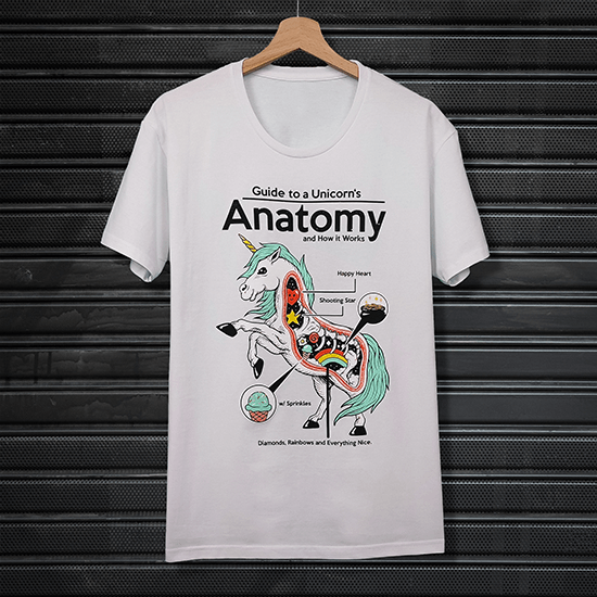 A unicorn t-shirt for those who want to know its anatomy!