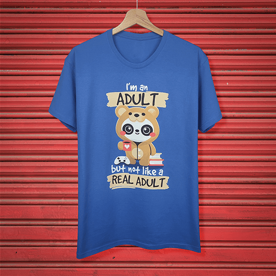 Koszulka Dorosła Panda z książką i kubkiem. Śmieszny napis, zabawna