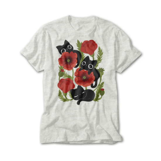 Poppies and black cats