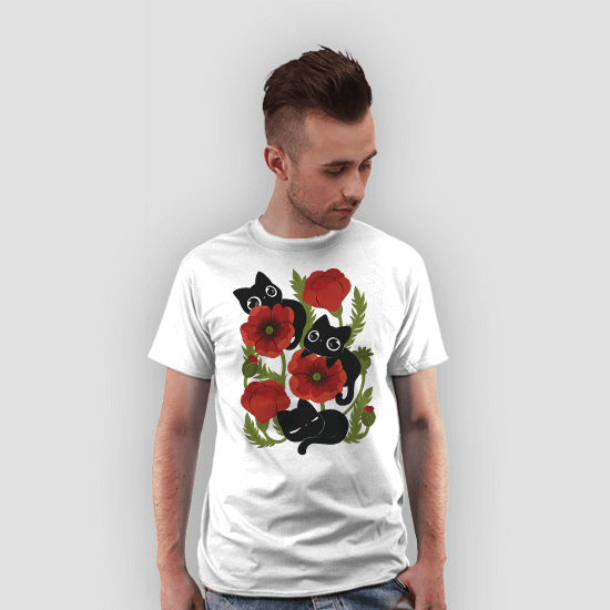 Poppies and black cats