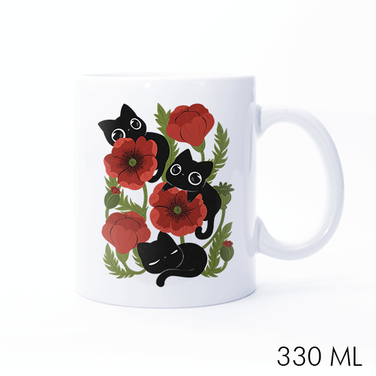 Poppies and black cats