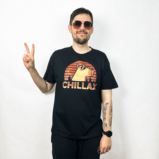 Koszulka z kapibarą Chillax – uroczy i humorystyczny nadruk z kapibarą, idealna dla fanów relaksu i zwierzaków