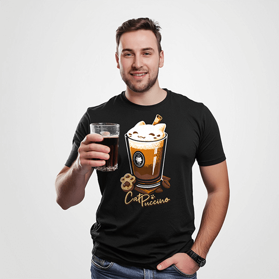 Koszulka z kawowym kotem. Koszulka Catpuccino.