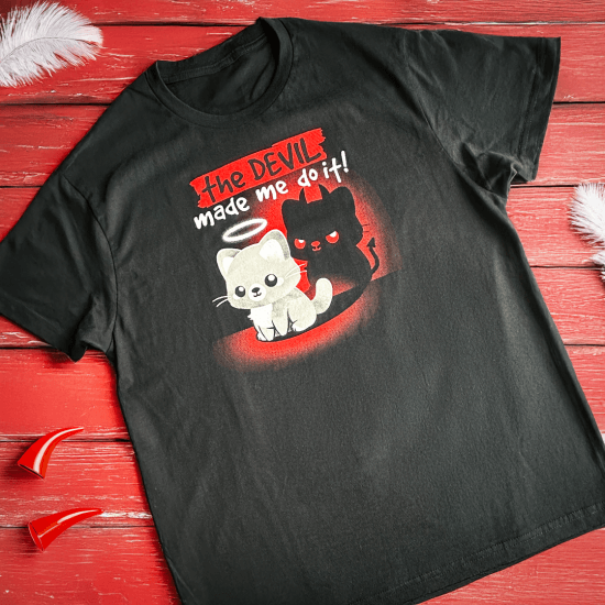 Zabawna koszulka kot- diabeł od Othertees!