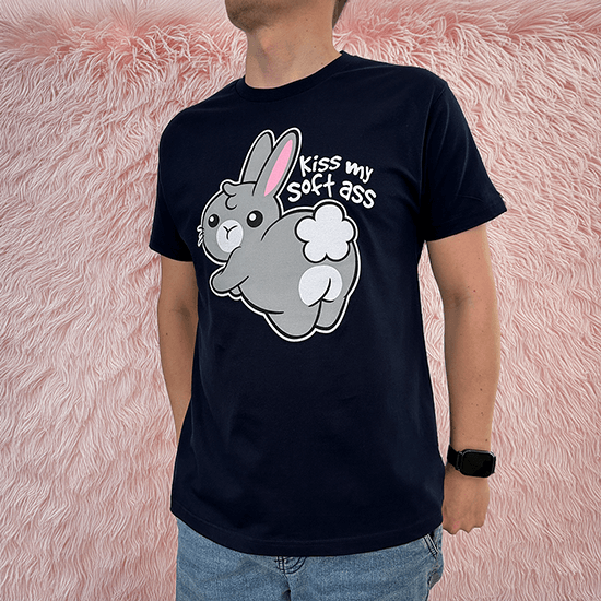 Koszulka z króliczkiem "Bunny Soft Ass" – zabawny nadruk z króliczkiem, idealna dla miłośników humoru i zwierzaków