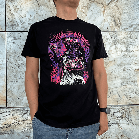 Koszulka z Persefoną – mitologia grecka, nadruk z boginią wiosny i królową podziemi, unikalny design