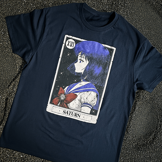 Koszulka z motywem czarodziejki z Saturna w stylu tarota – inspirowana kultowym anime i światem magii
