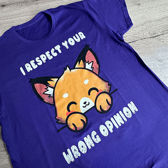 Koszulka z nadrukiem liska i napisem „I respect your wrong opinion” – zabawny i sarkastyczny wzór dla osób z dystansem i poczuciem humoru